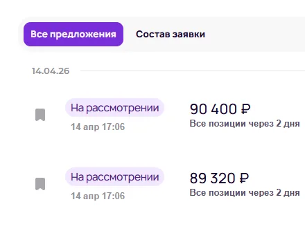 Показ лучшей цены